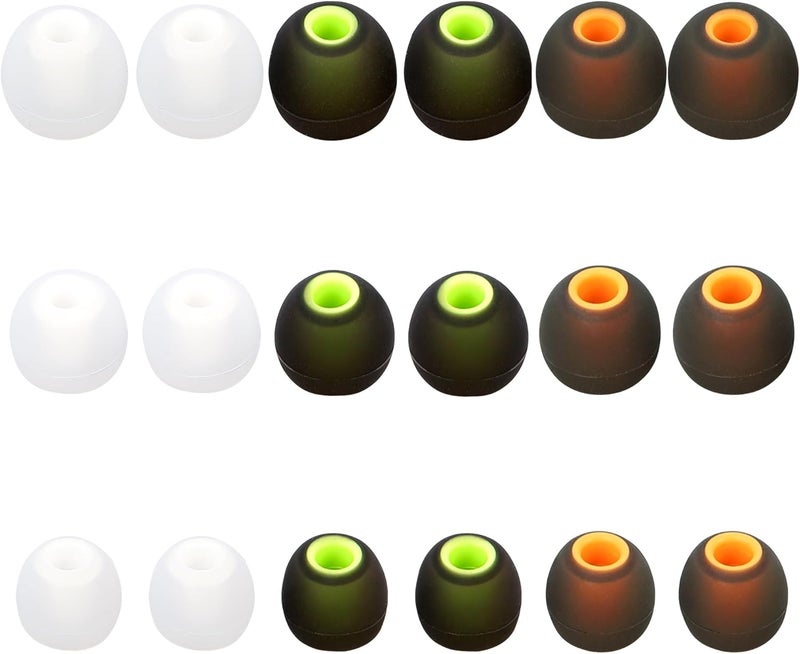 AQIMY Silicone Earbud Tips Replacement - Fit Most In-Ear Earbuds (Inner Hole 3.8mm - 5.1mm) - 9 Pairs S M L - Image 1
